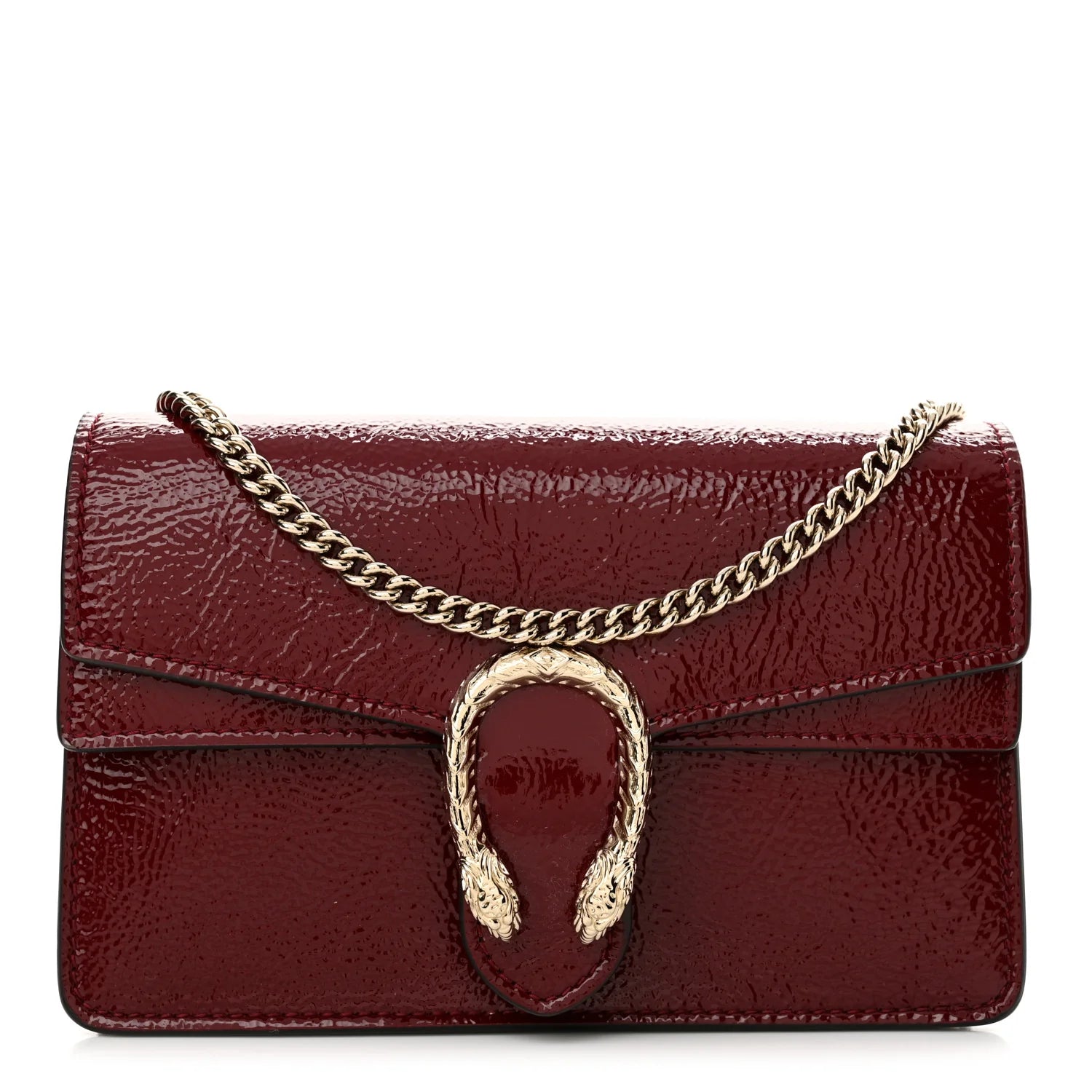 Crinkled Patent Mini Dionysus Shoulder Bag Rosso Ancora Red