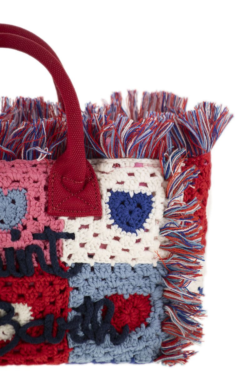 COLETTE CROCHET - HANDBAG with CROCHET FLOWER PATCH