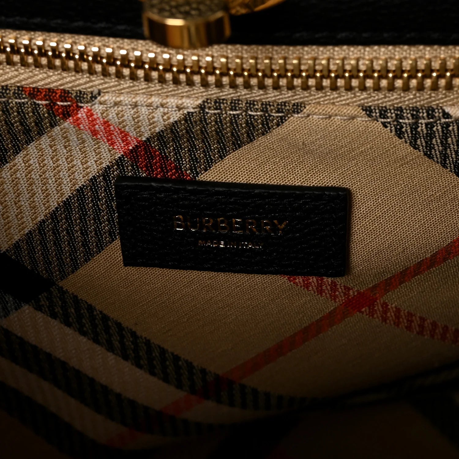 Grainy Calfskin Nova Check Small Cotswolds Tote Black