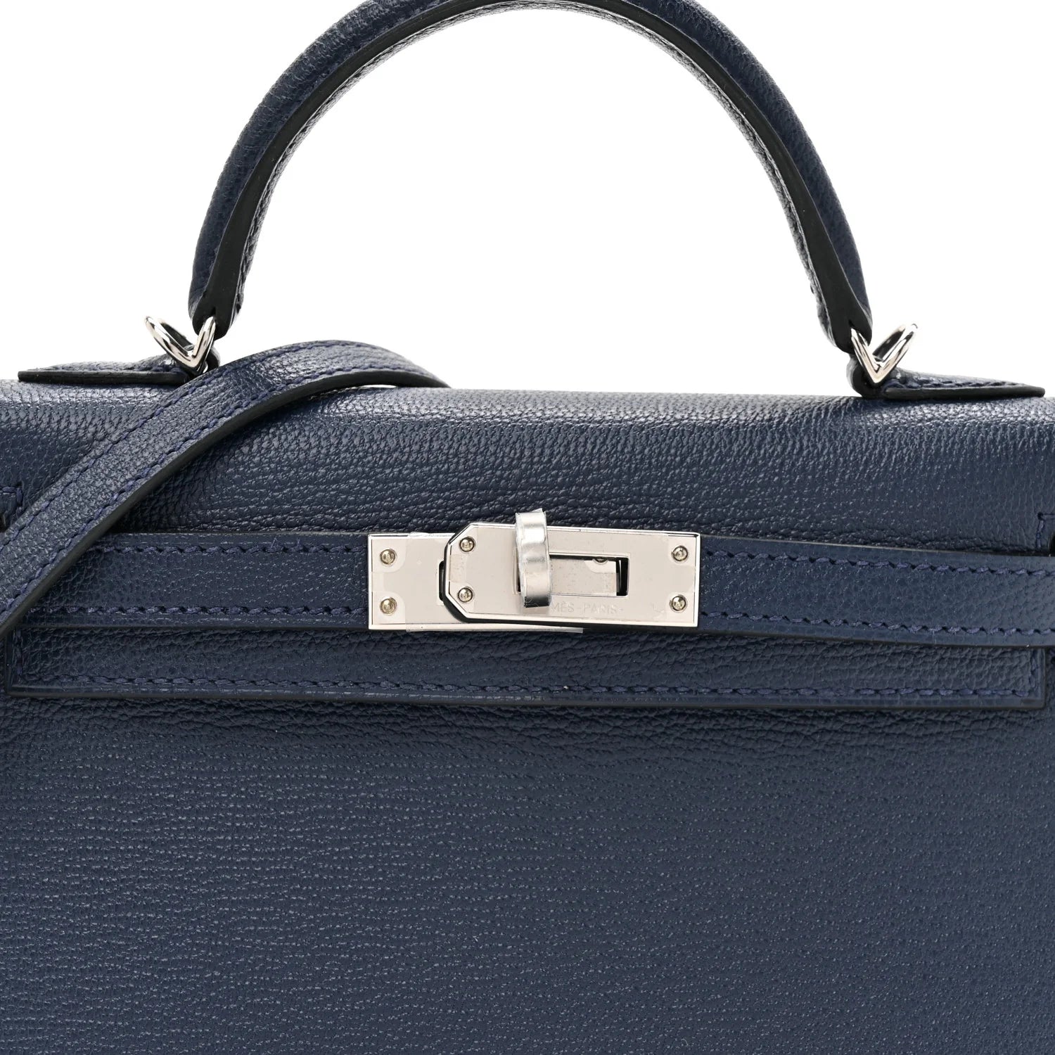 Chevre Mysore Verso Mini Kelly Sellier 20 Bleu Navy Bleu Zellige