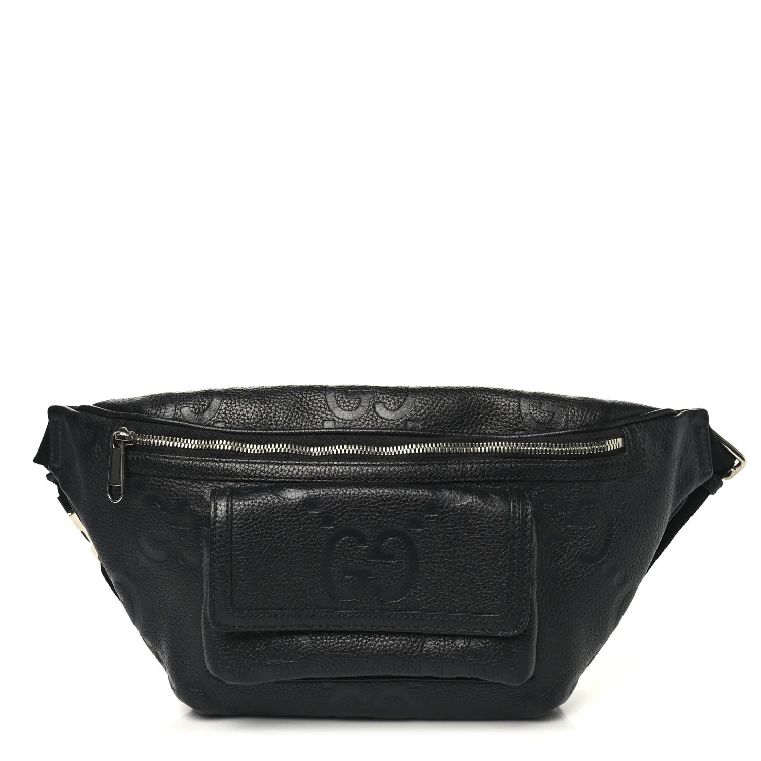 Piuma Calfskin Jumbo GG Embossed Pocket Belt Bag Black