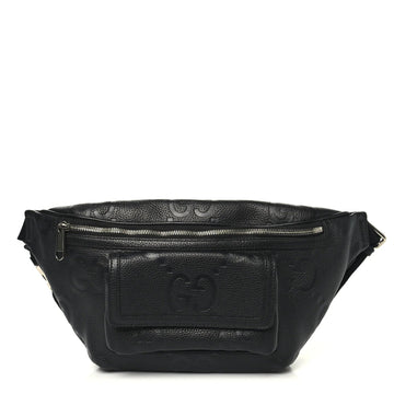 Piuma Calfskin Jumbo GG Embossed Pocket Belt Bag Black