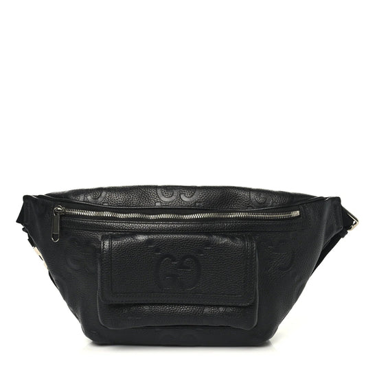 Piuma Calfskin Jumbo GG Embossed Pocket Belt Bag Black