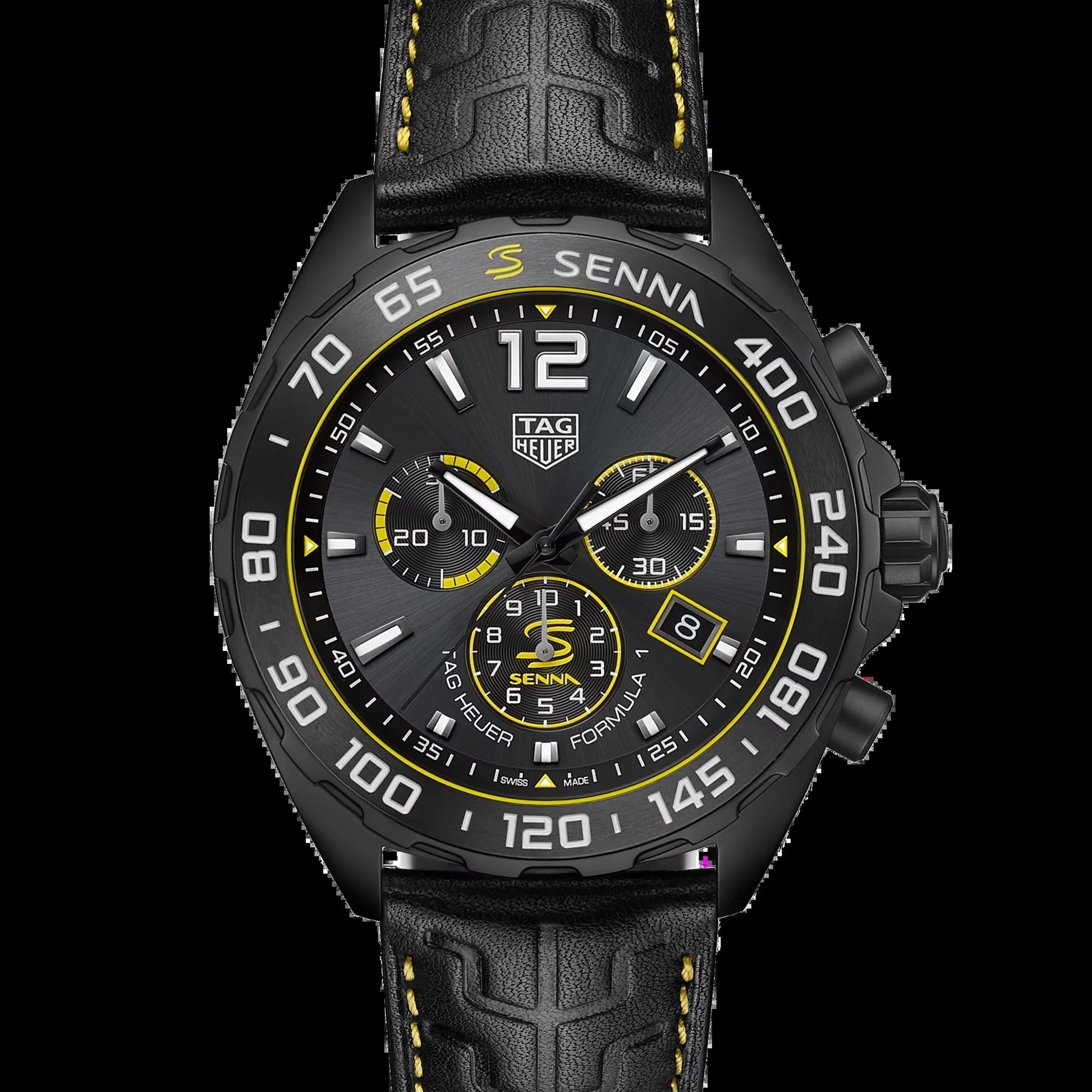 Unworn  Formula 1 Senna Chronograph, DLC Stainless Steel, 43Mm, Ref# CAZ101AJ.FC6487, Box & Papers