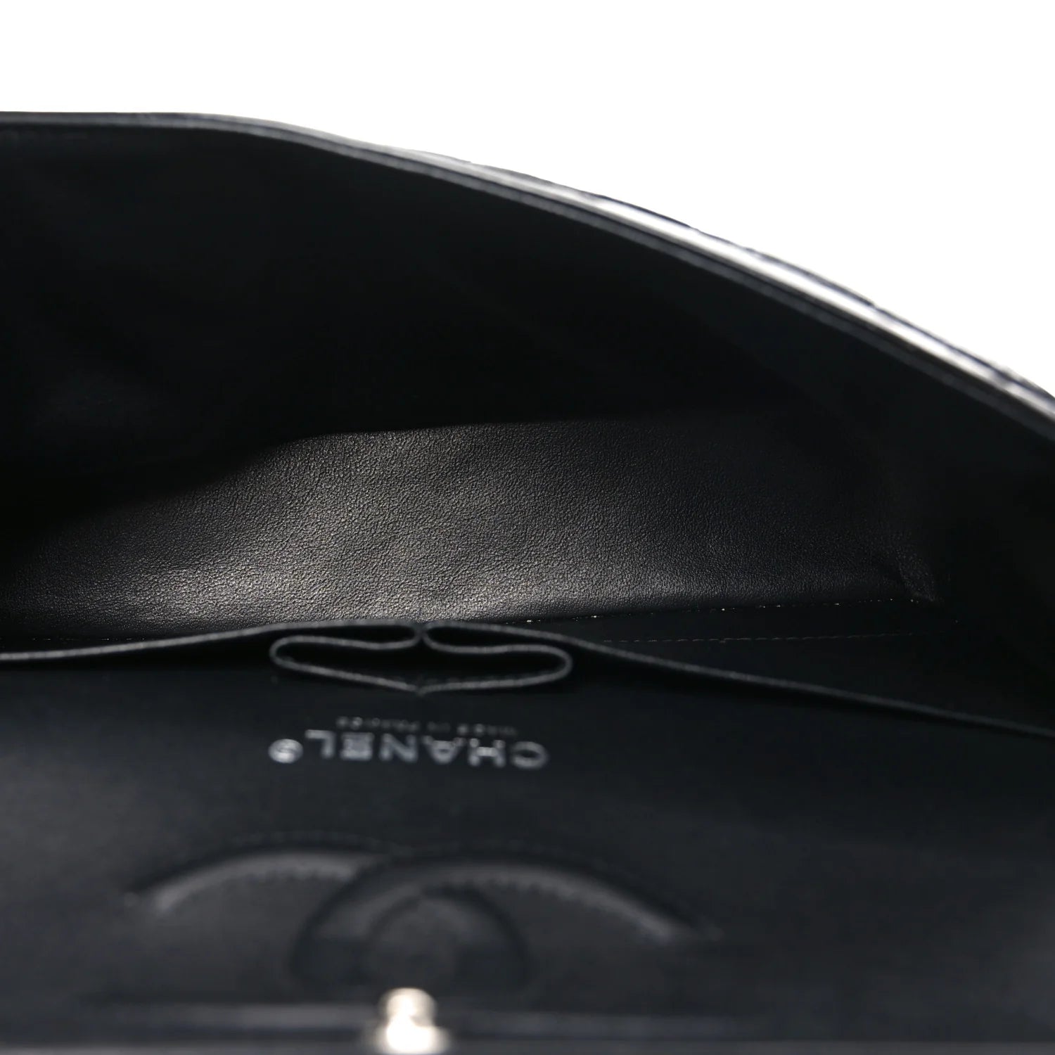 Shiny Crumpled Calfskin Quilted Medium Double Flap so Black