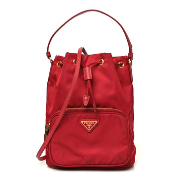 Nylon Vela Saffiano Mini Bucket Crossbody Bag