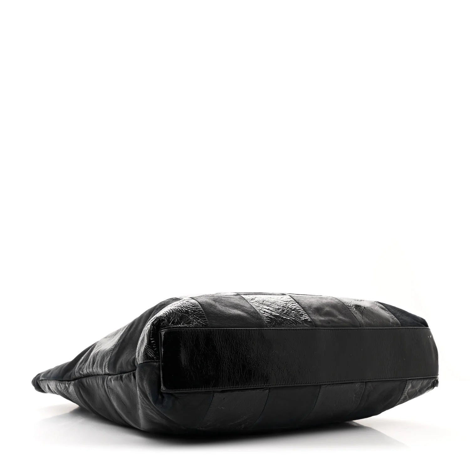 Patent Calfskin Patchwork Brooklyn Tote Black