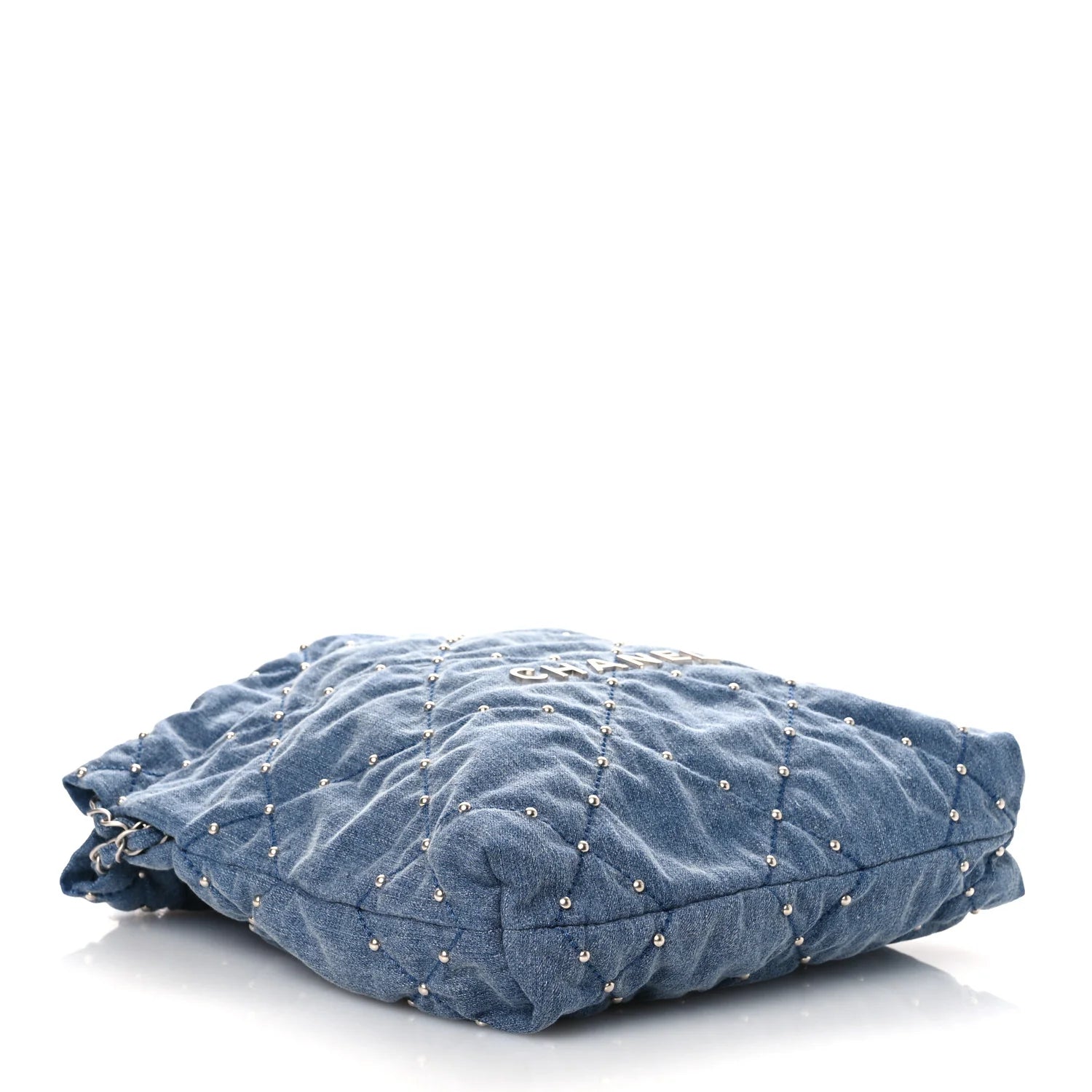 Washed Denim Quilted Studded Small  22 Blue