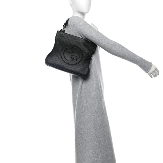 Sakai Be Green Calfskin Diagonal Stitched Small Blondie Tote Black