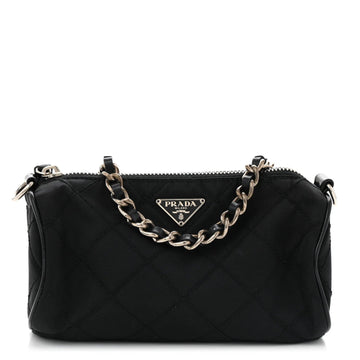 Tessuto Nylon Saffiano Impunturato Quilted Barrel Pochette Black