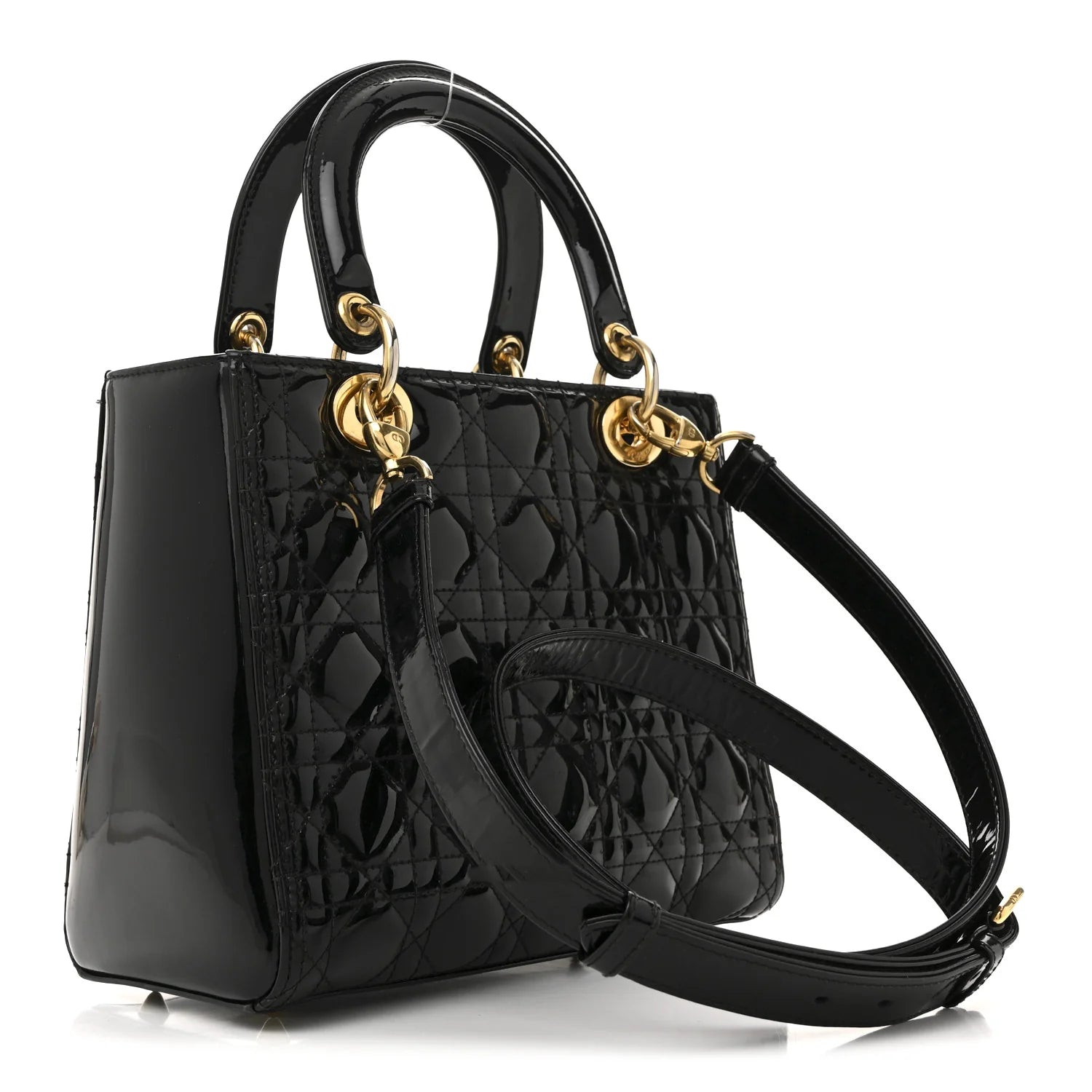 Patent Cannage Medium Lady Dior Black