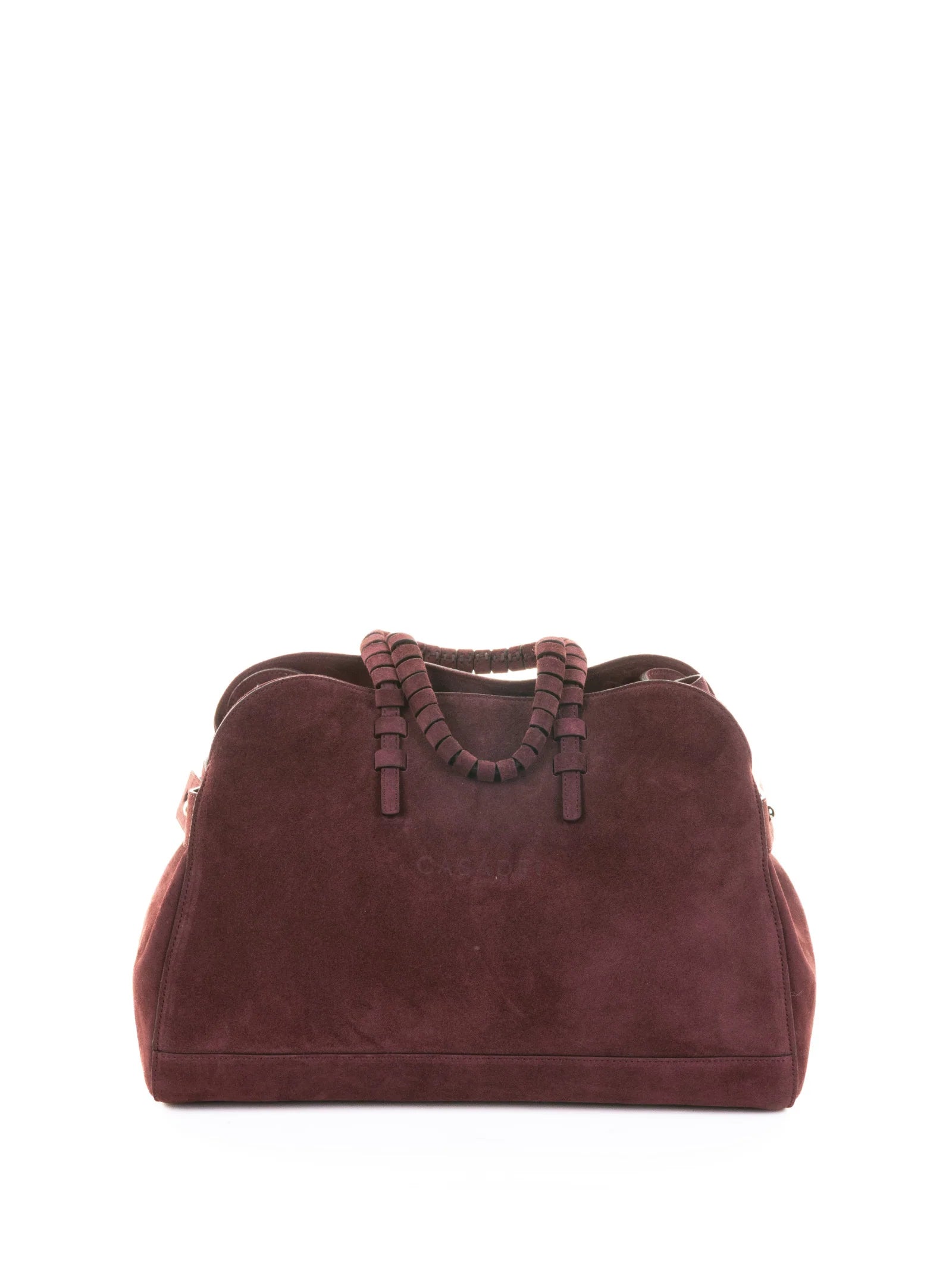 PARK AVENUE DOUBLE HANDLE BAG in BLACK CHERRY SUEDE