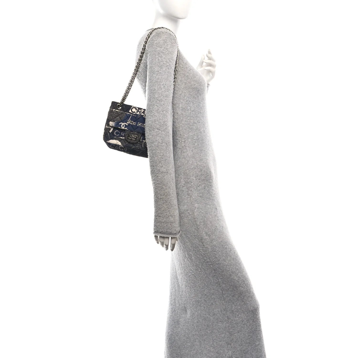 Jersey Quilted Camellia 2.55 Reissue Mini Flap Black White