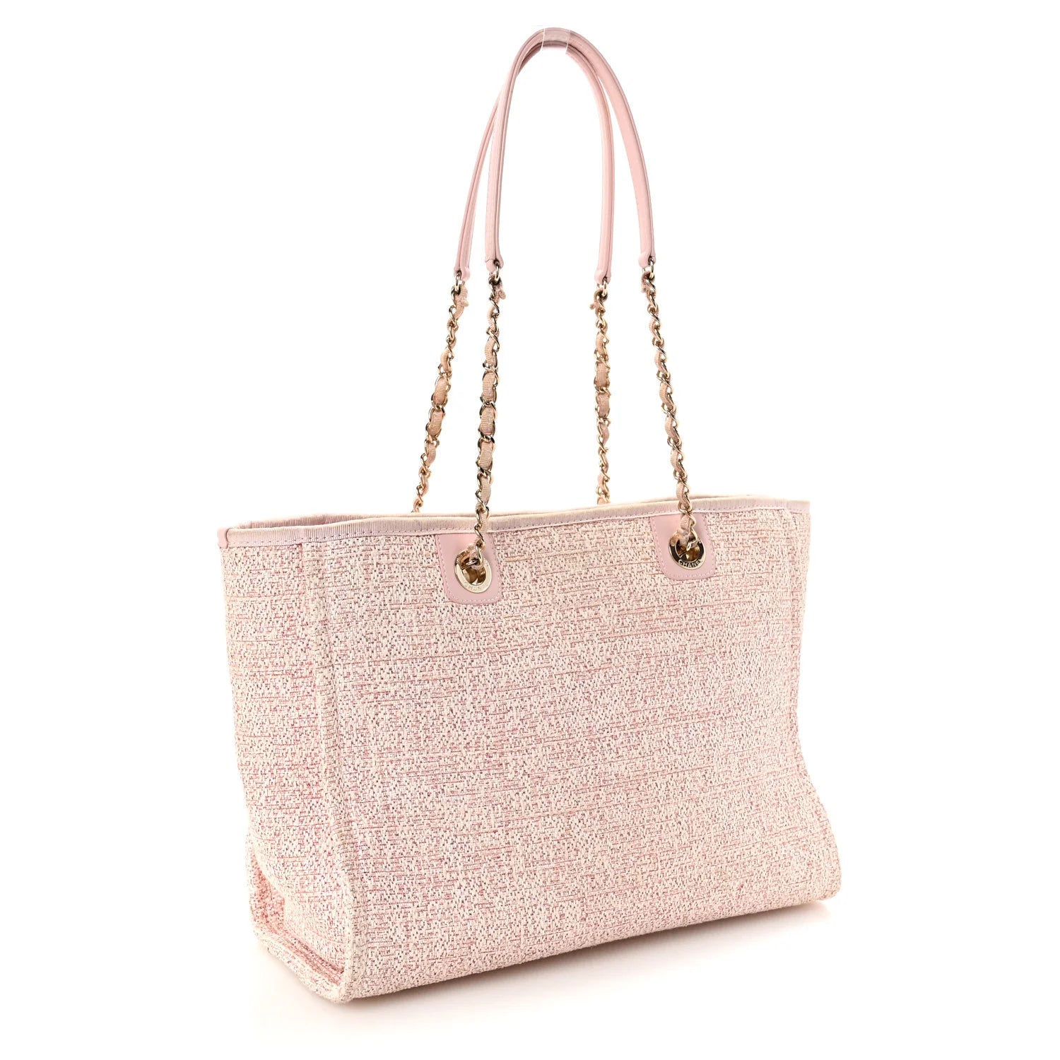 Straw Lurex Small Deauville Tote Pink