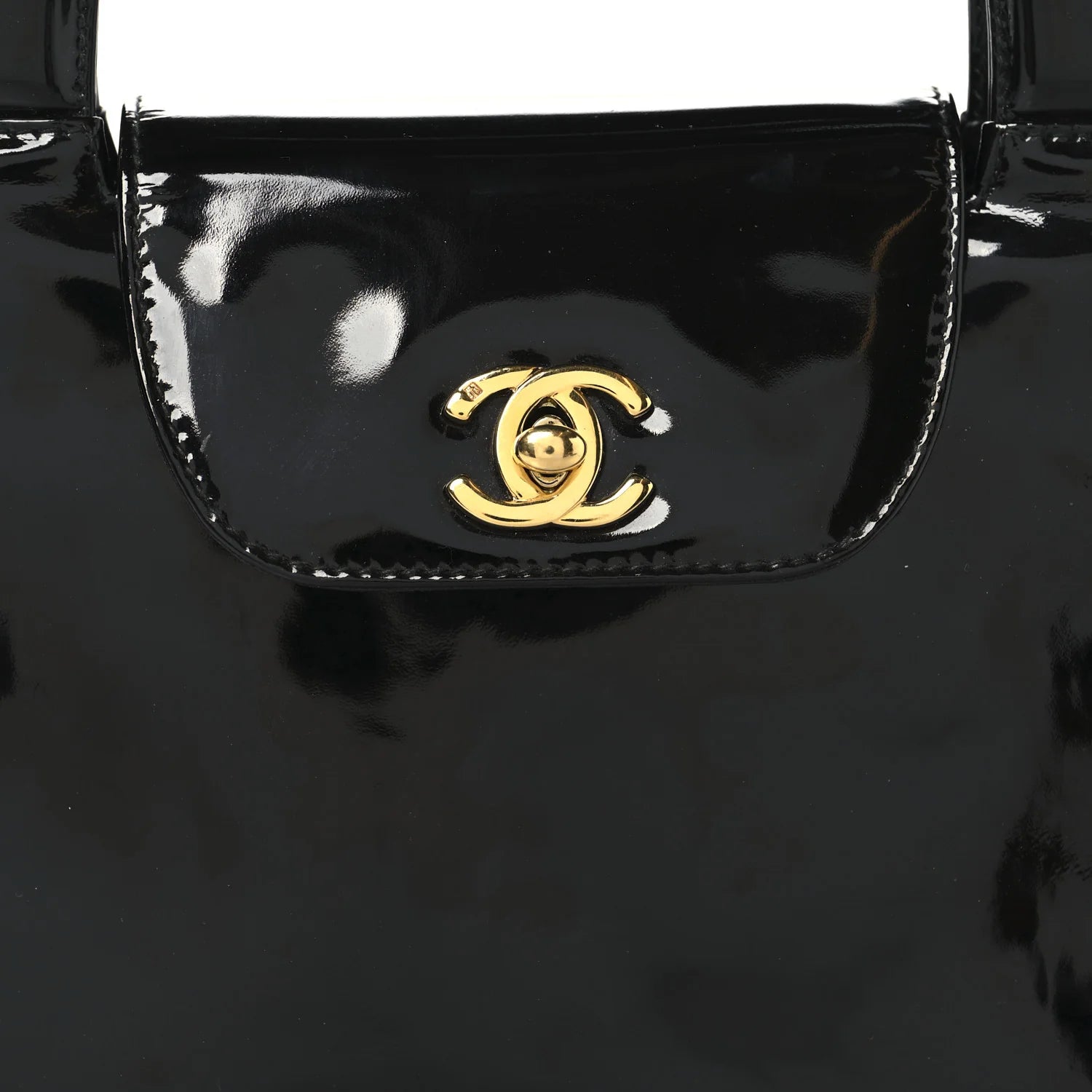 Patent Small Kelly Flap Bag Black