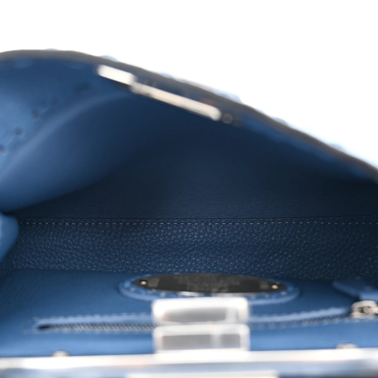 Cuoio Romano Selleria Macro Stitchings Mini Peekaboo Iconic Satchel Argento Blue