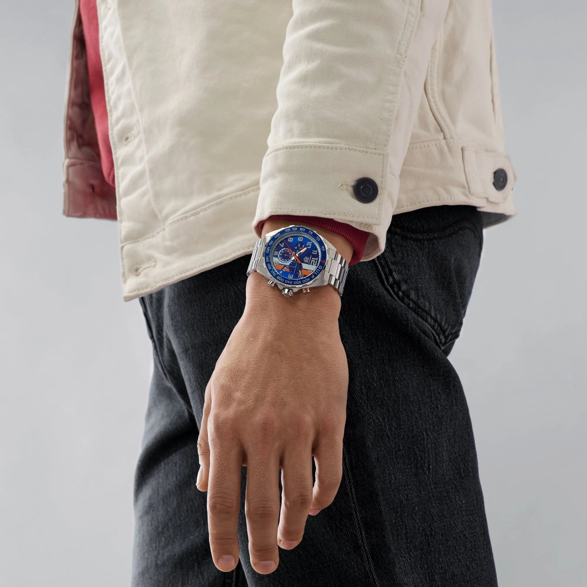 Unworn  Formula 1 Chronograph X Gulf, Stainless Steel, 43Mm, Ref# CAZ101AT.BA0842, Box & Papers