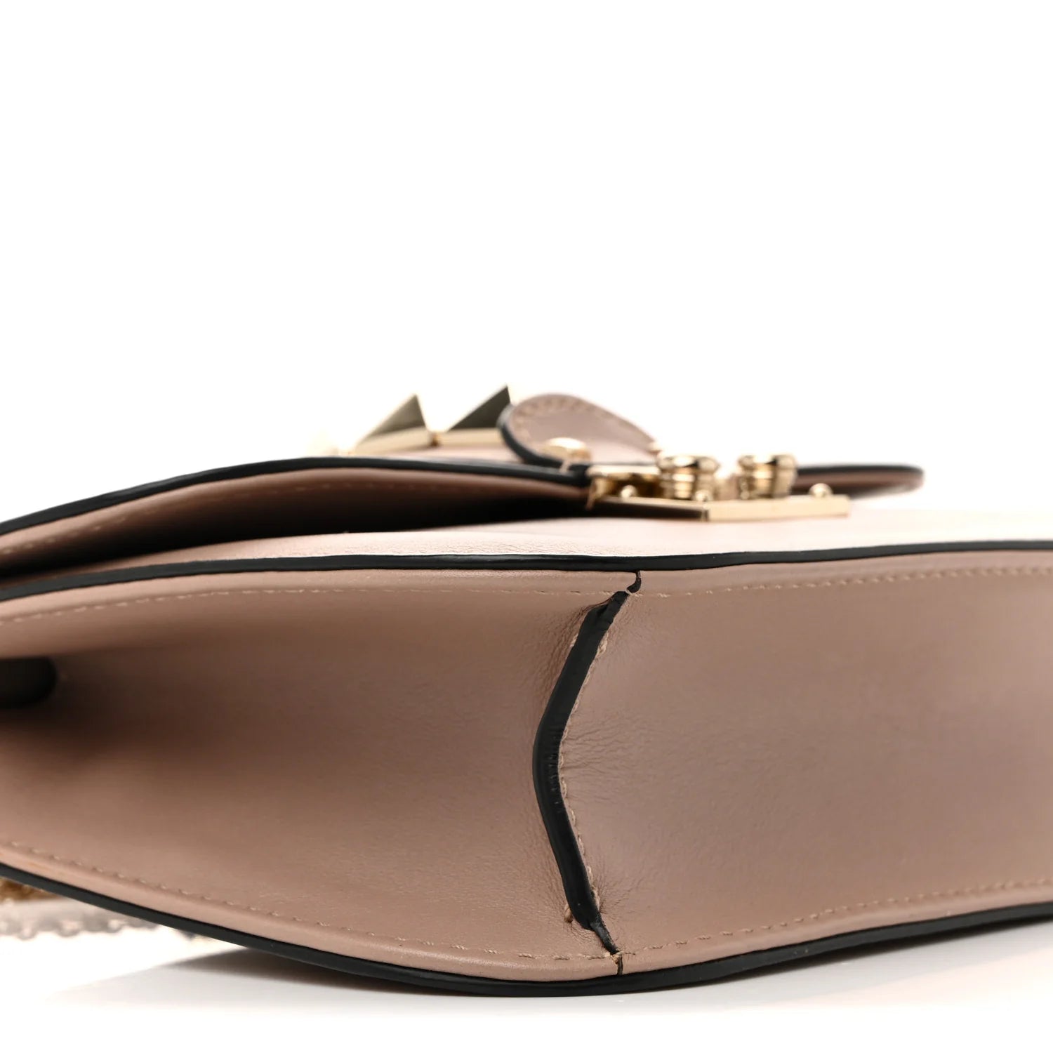 Vitello Small Glam Lock Rockstud Flap Poudre