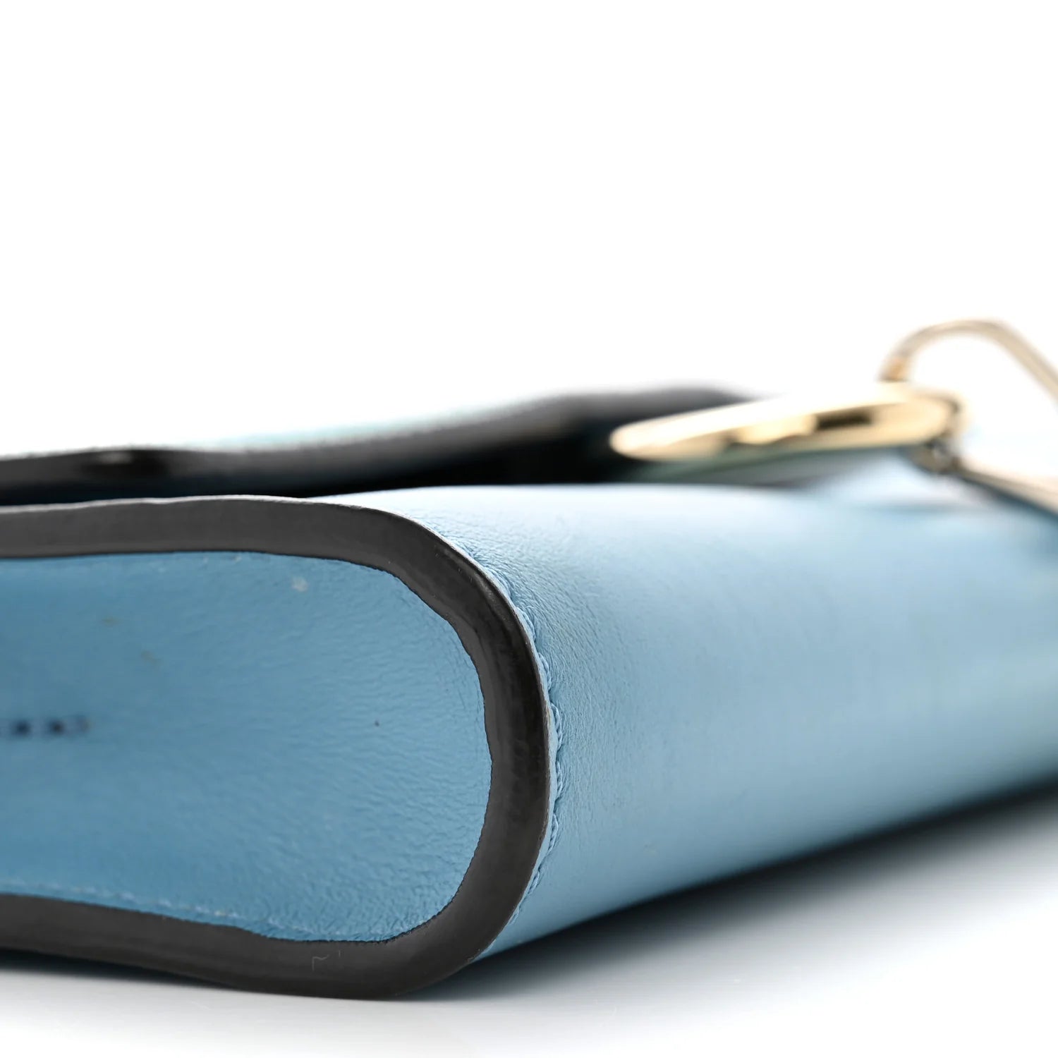 Suede Calfskin Faye Wallet on Strap Vinyl Blue