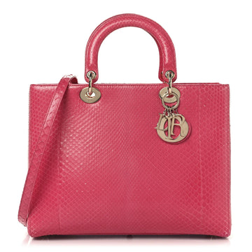 Snakeskin Large Lady Dior Pink