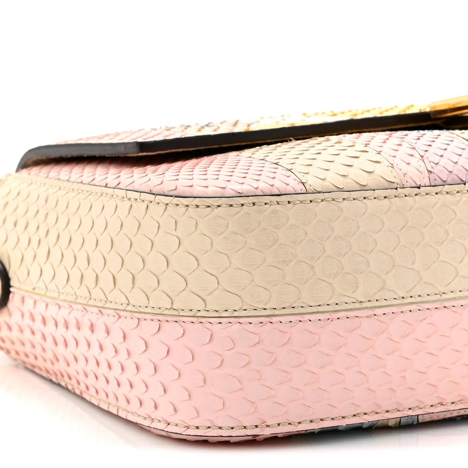 Snakeskin Floral Stitched Baguette Latte Multicolor