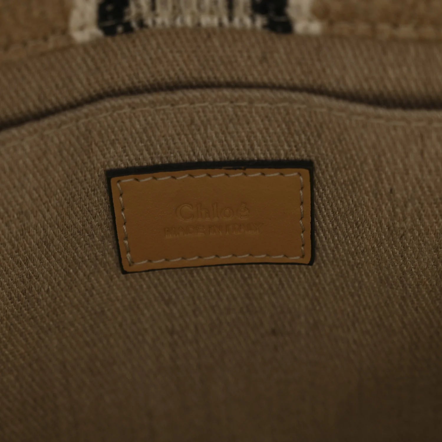 Cotton Calfskin Small Woody Ribbon Tote with Strap Soft Tan