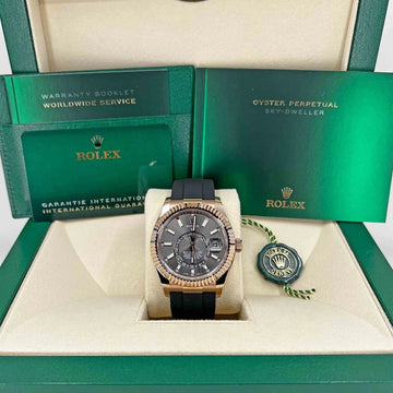 Sky-Dweller, 42Mm, 18K Everose Gold, Oysterflex, Rhodium, Ref# 326235-0006