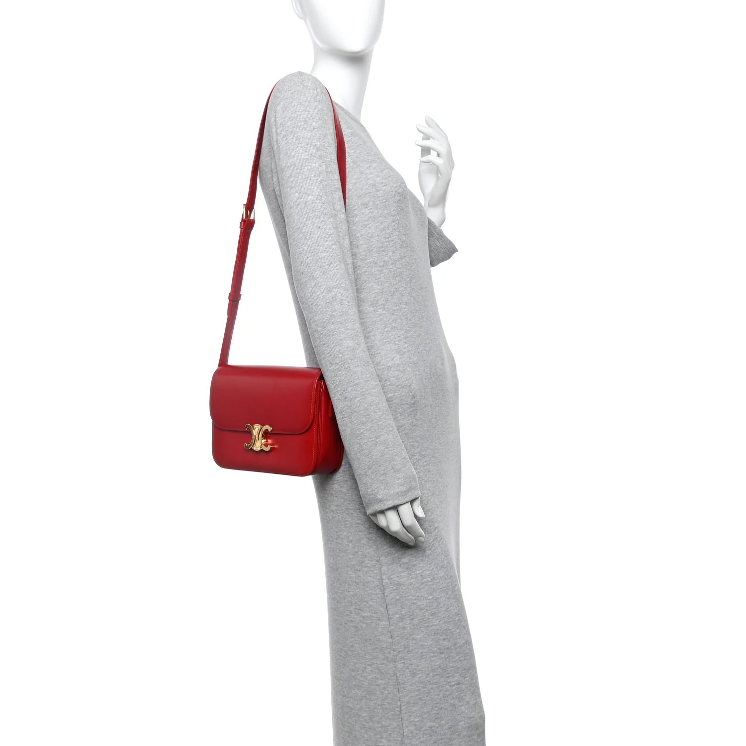 Shiny Calfskin Medium Triomphe Red