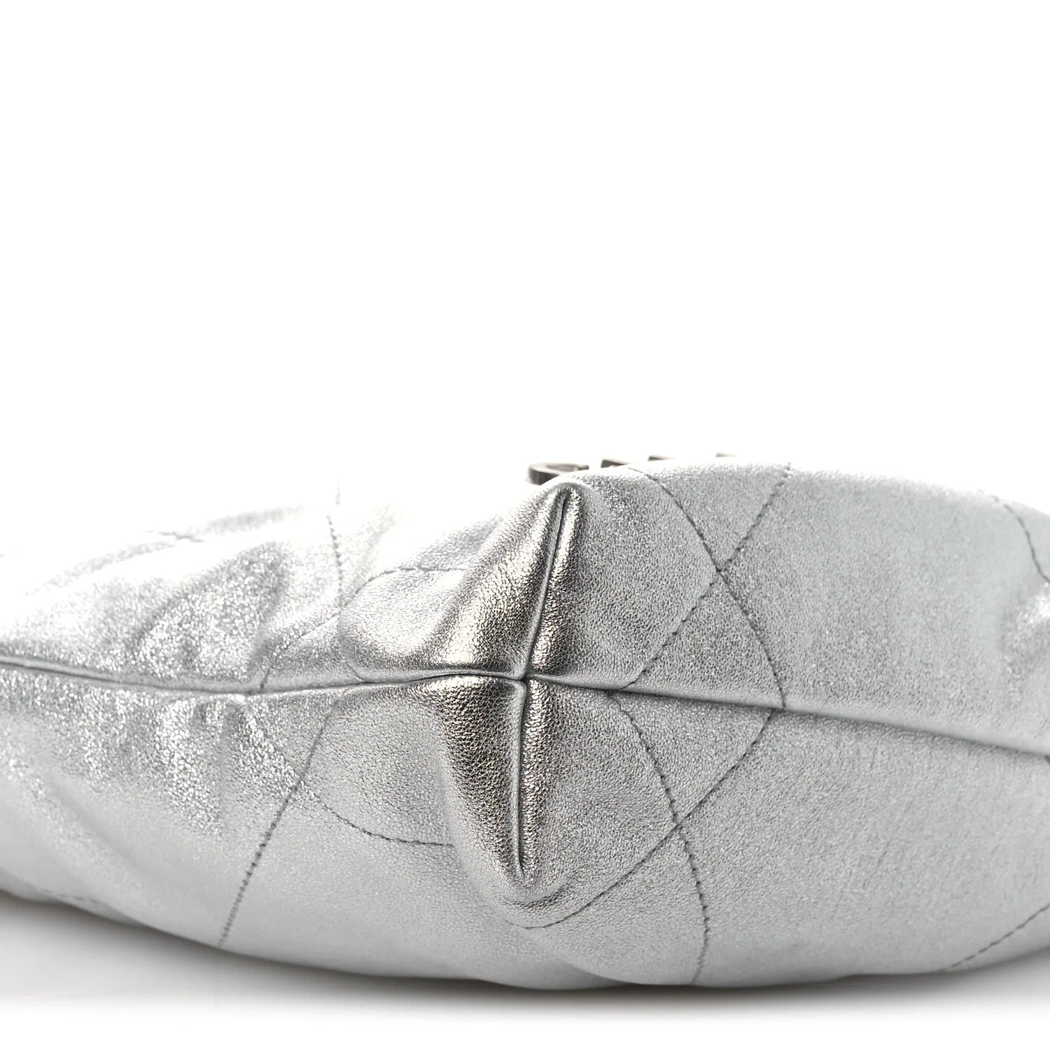 Metallic Lambskin Quilted Mini  22 Silvery