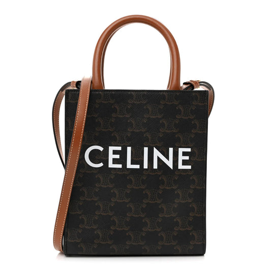 Triomphe Canvas Calfskin Mini Vertical Cabas Tan