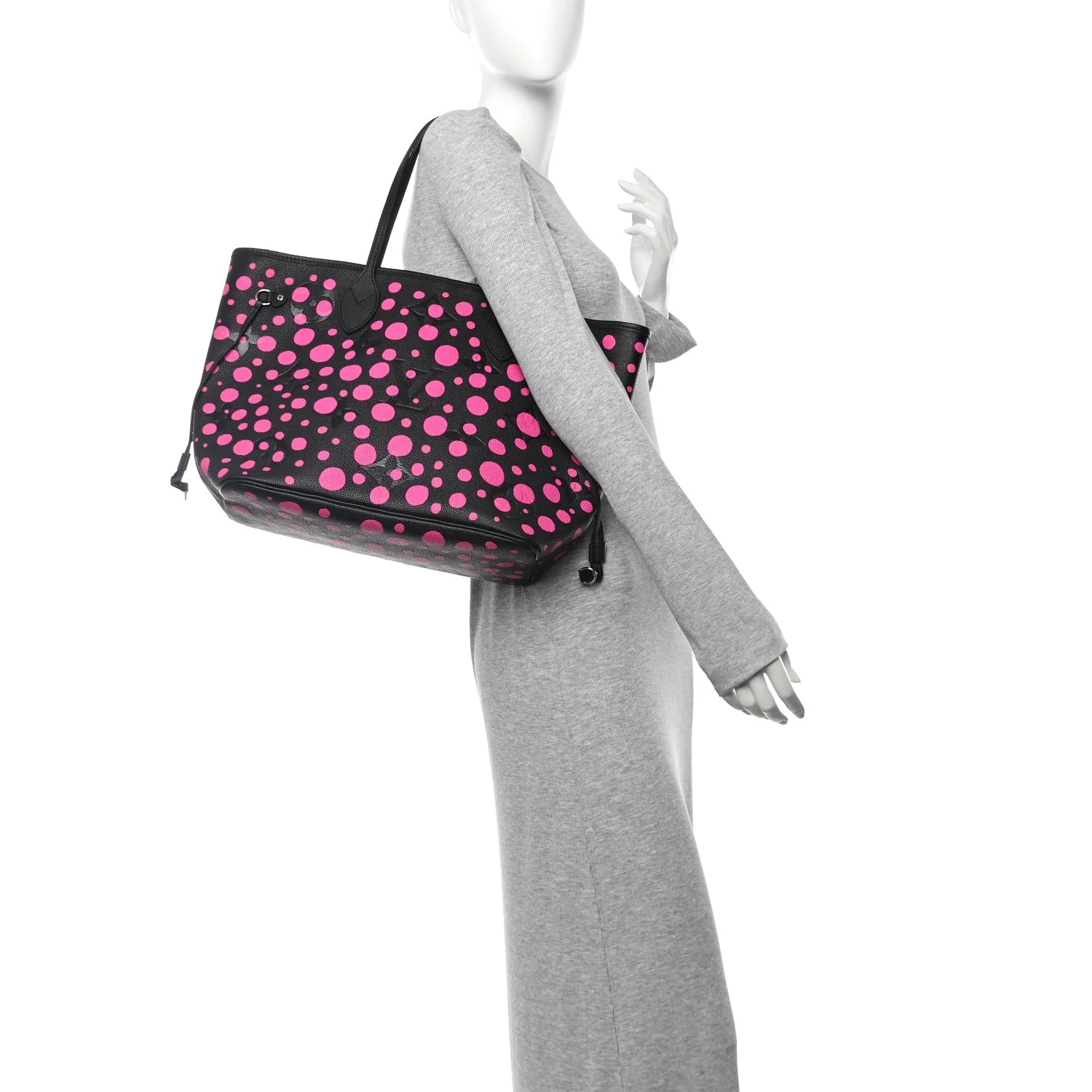 LV X YK Empreinte Infinity Dots Neverfull MM Black Fuchsia