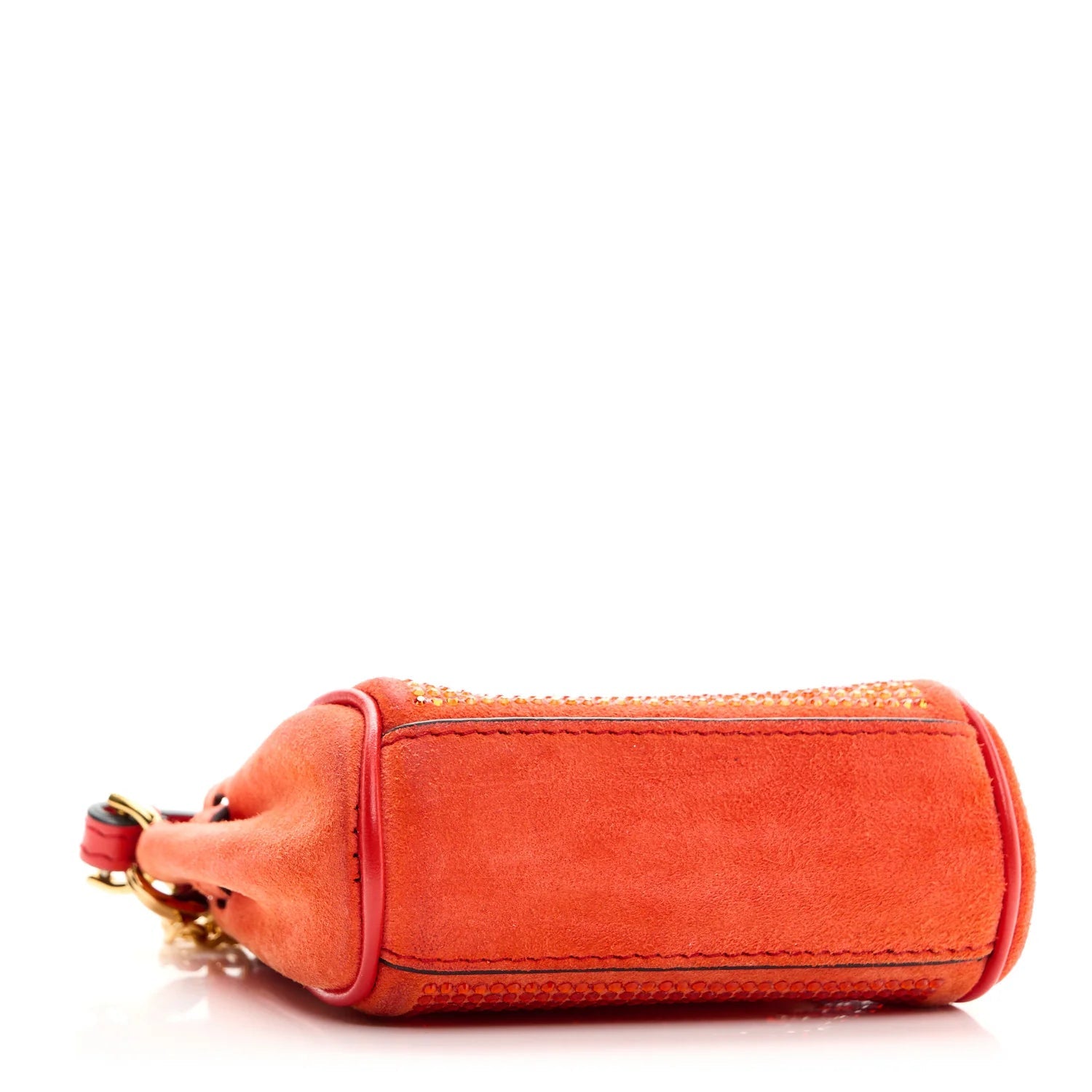 Suede Crystal Studded Micro La Medusa Bag Orange