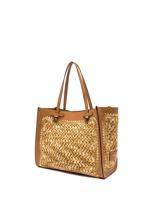 MARCELLA RAFFIA SHOPPING BAG with CROCHET WORK