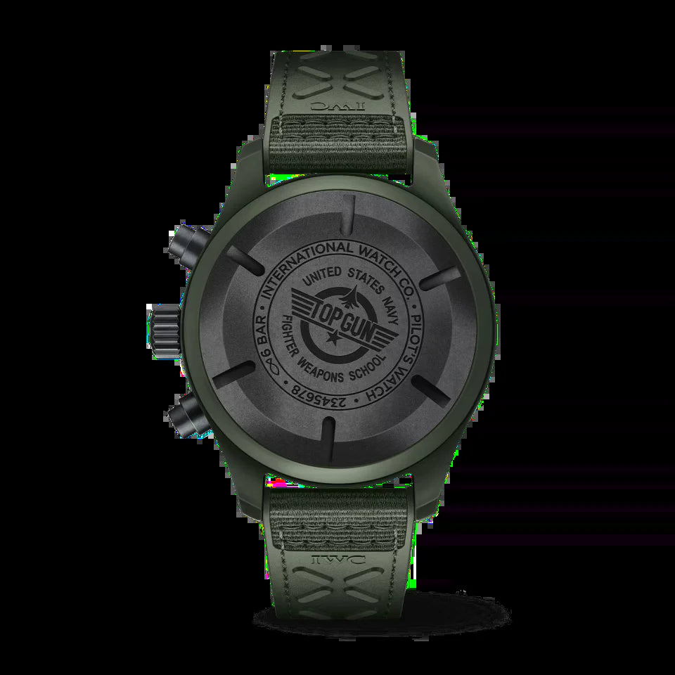 Unworn  Pilot’S Watch Chronograph TOP GUN Edition “Woodland”, Ceramic, Black DLC Titanium, 44,5Mm, Ref# IW389106, Box and Papers