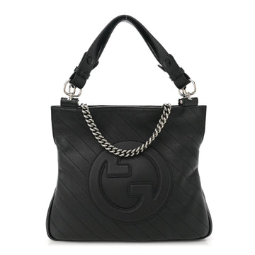 Sakai Be Green Calfskin Diagonal Stitched Small Blondie Tote Black