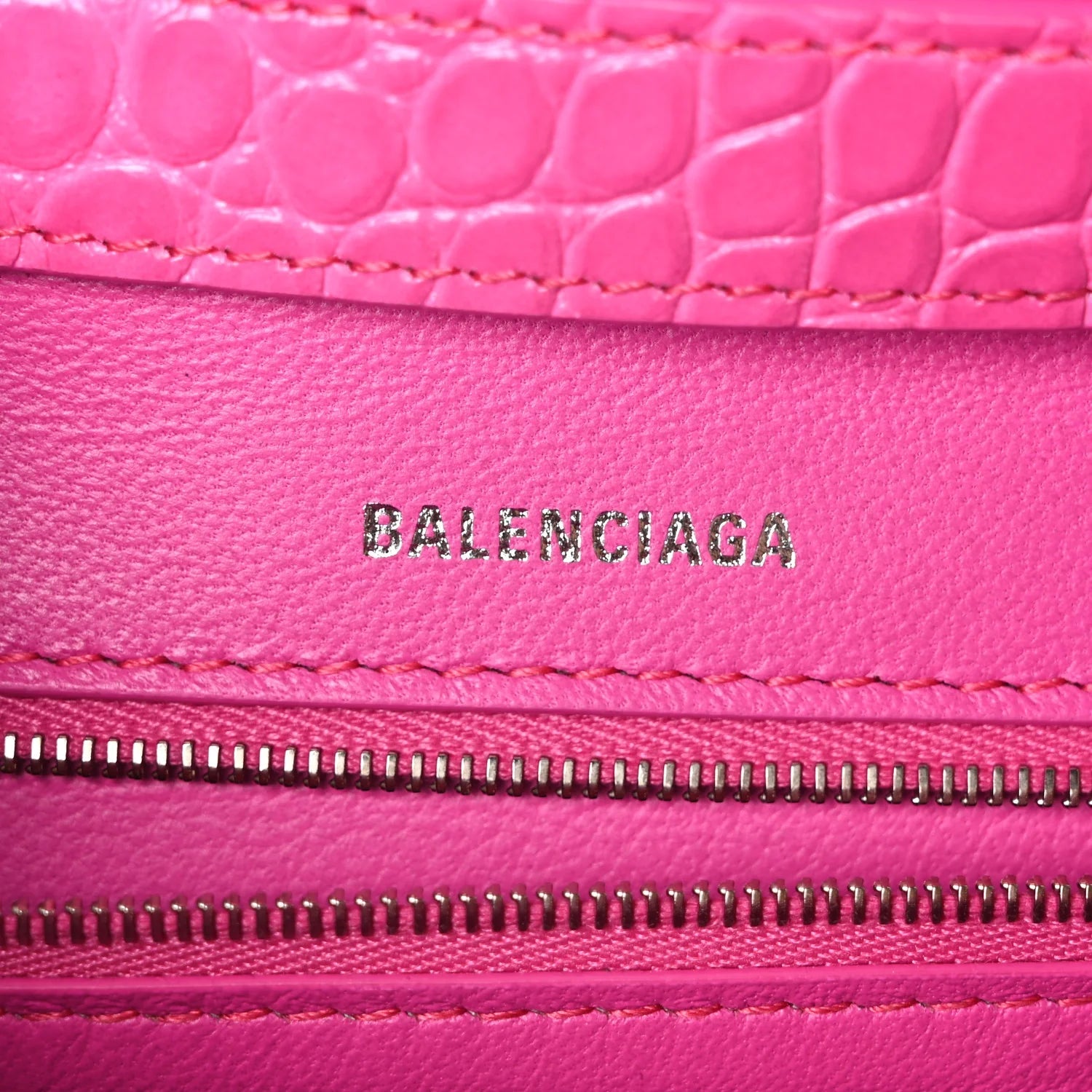 Shiny Calfskin Crocodile Embossed Small Hourglass Sling Shoulder Bag Fuchsia