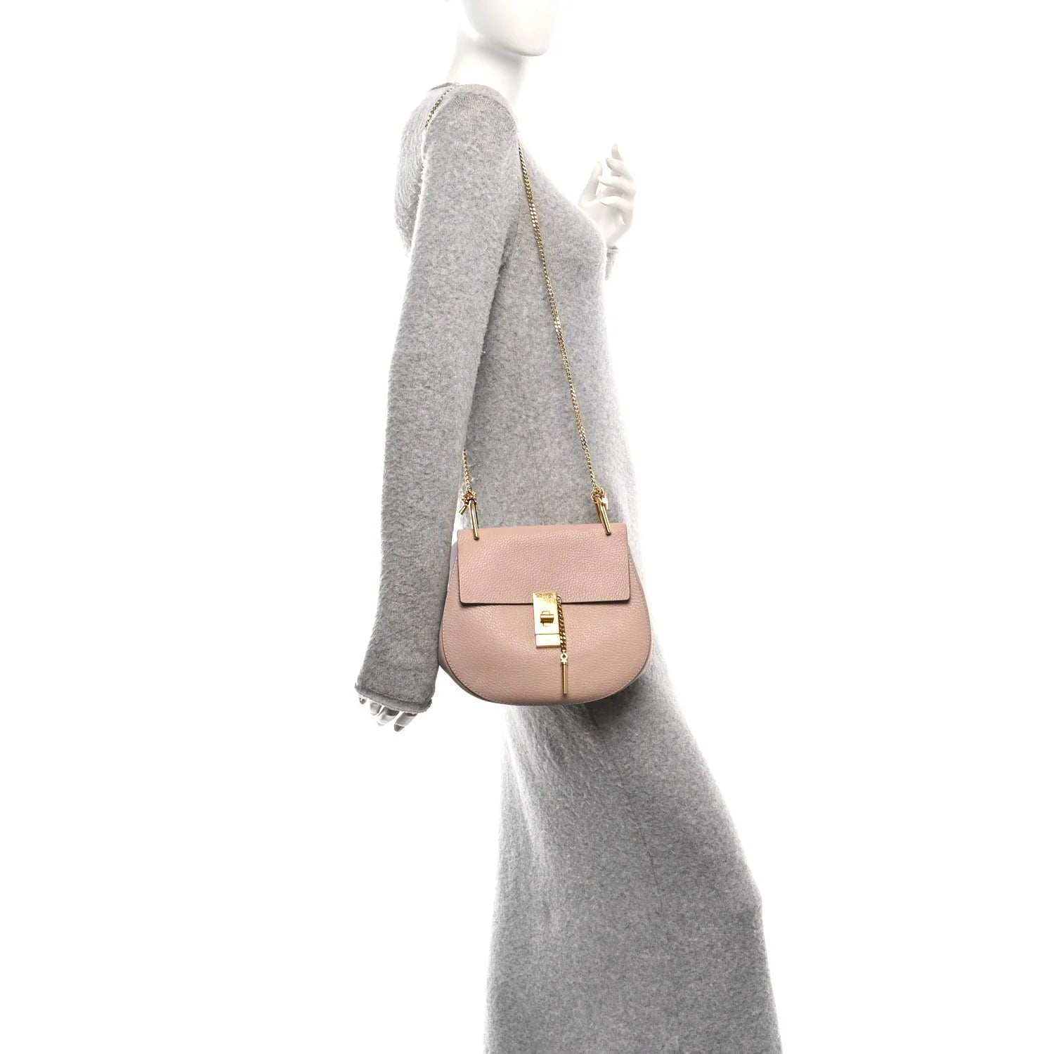 Grained Lambskin Drew Shoulder Bag Cement Pink