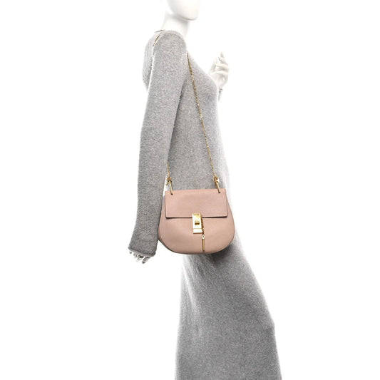 Grained Lambskin Drew Shoulder Bag Cement Pink