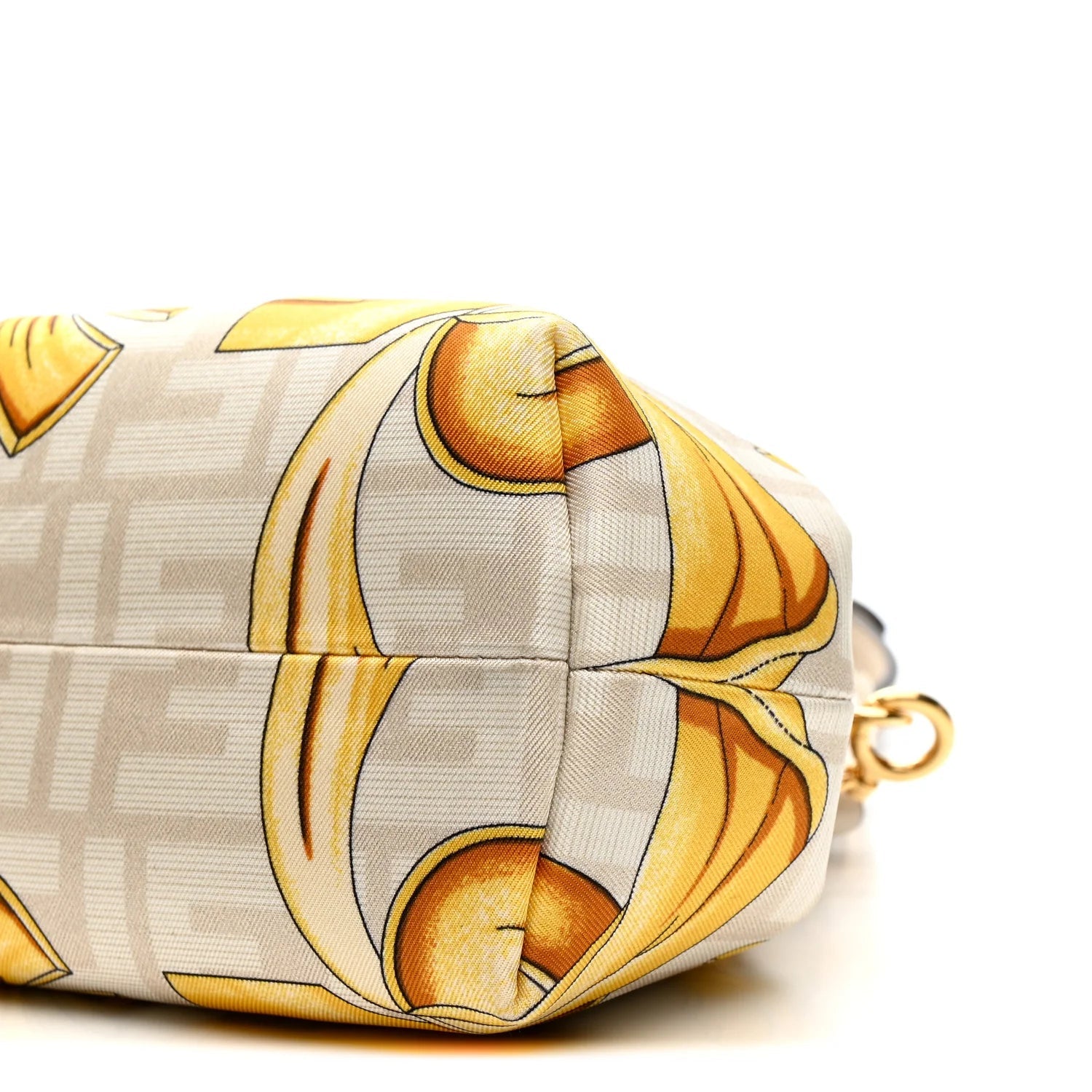 X VERSACE Silk Calfskin Fendace FF Baroque Print Medium  First White Gold