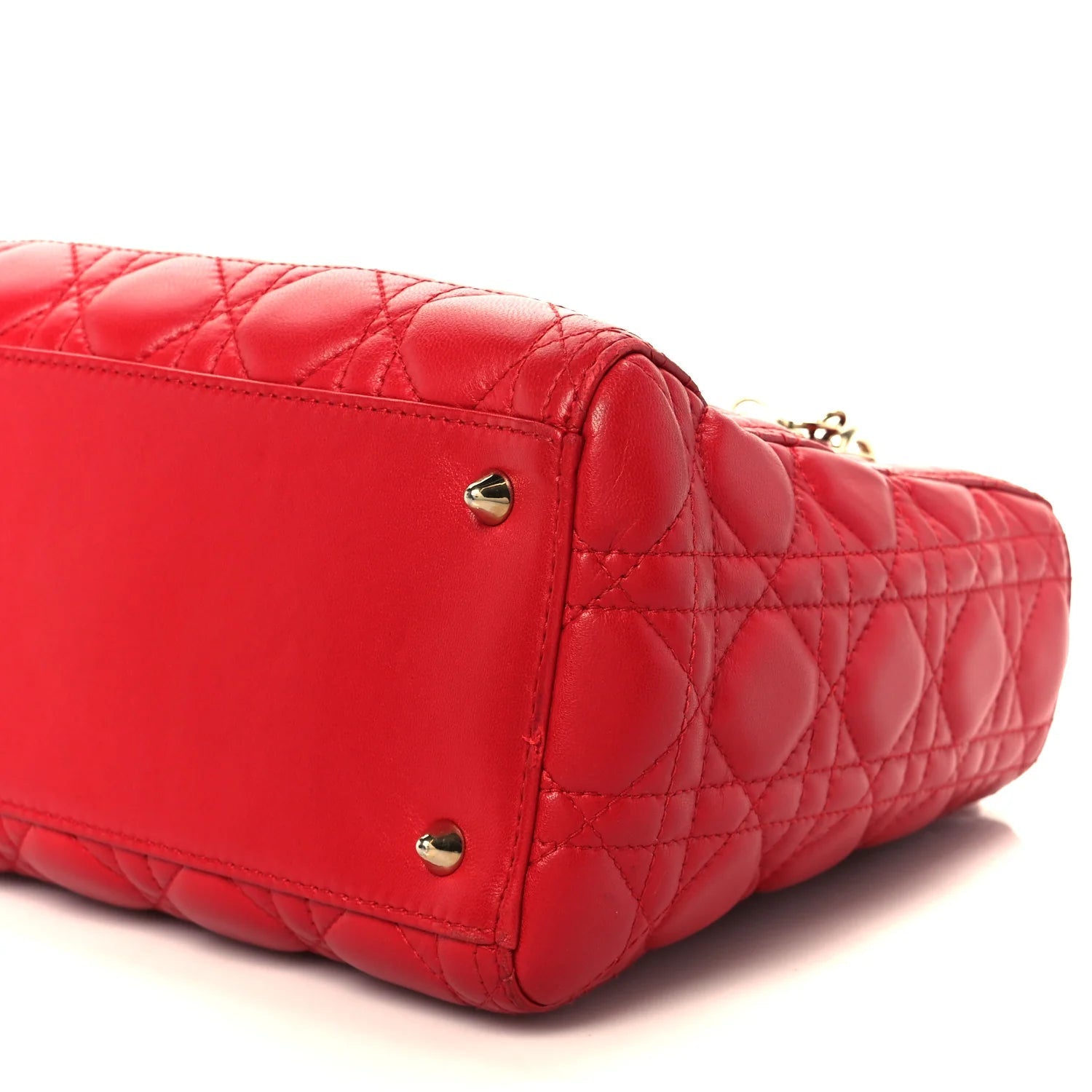 Lambskin Cannage Medium Lady Dior Red