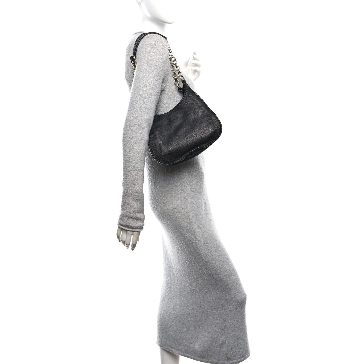 Vitello Daino Chain Braided Hobo Black