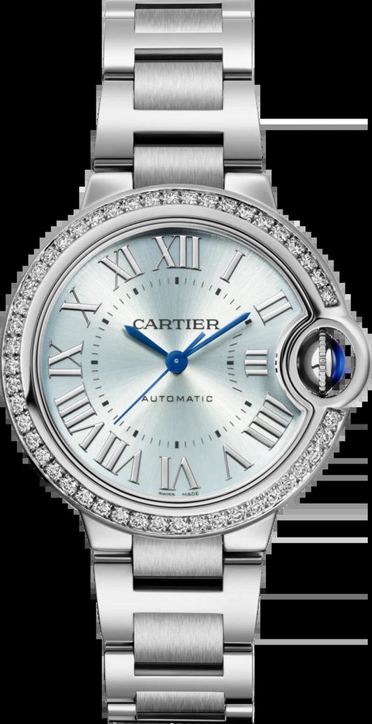 Unworn  Ballon Bleu De , Stainless Steel and Diamonds, 33Mm, Ref# W4BB0028, Box and Papers