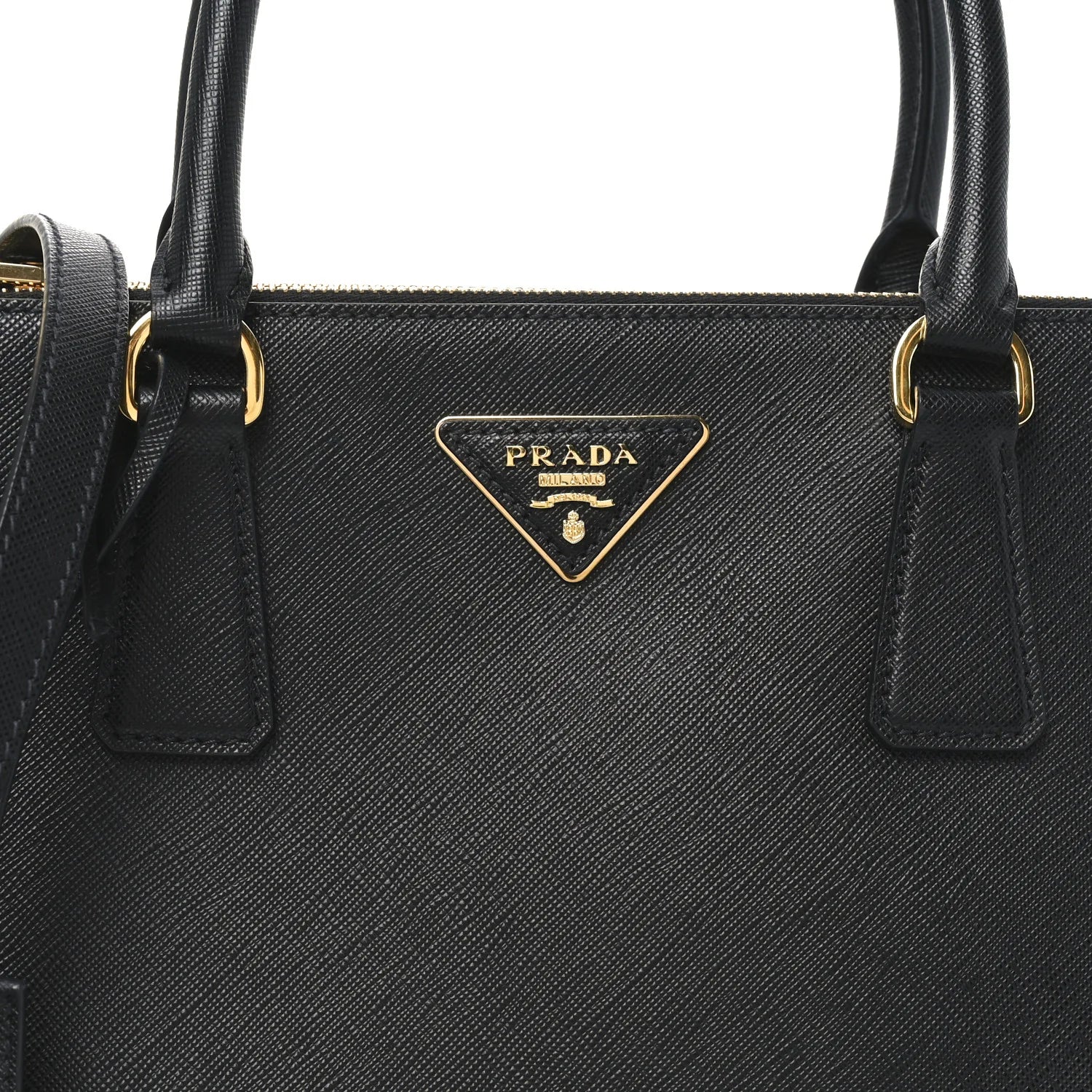 Saffiano Lux Large Galleria Double Zip Tote Black