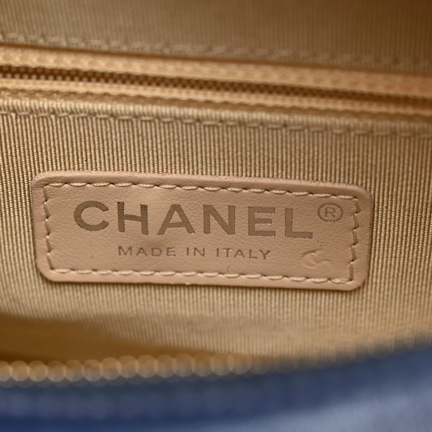 Rattan Calfskin Small Gabrielle Hobo Beige Navy