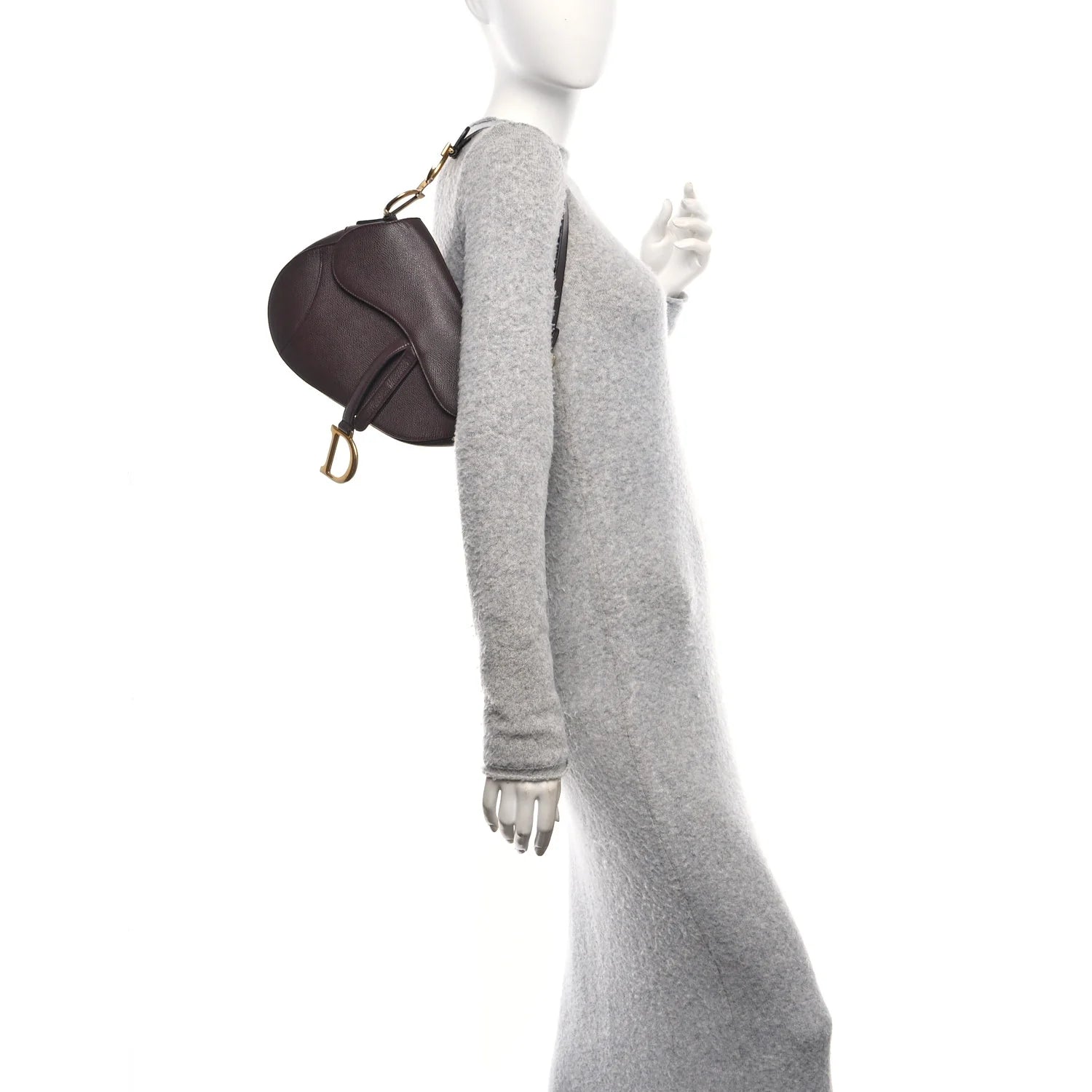 Grained Calfskin Saddle Bag Burgundy