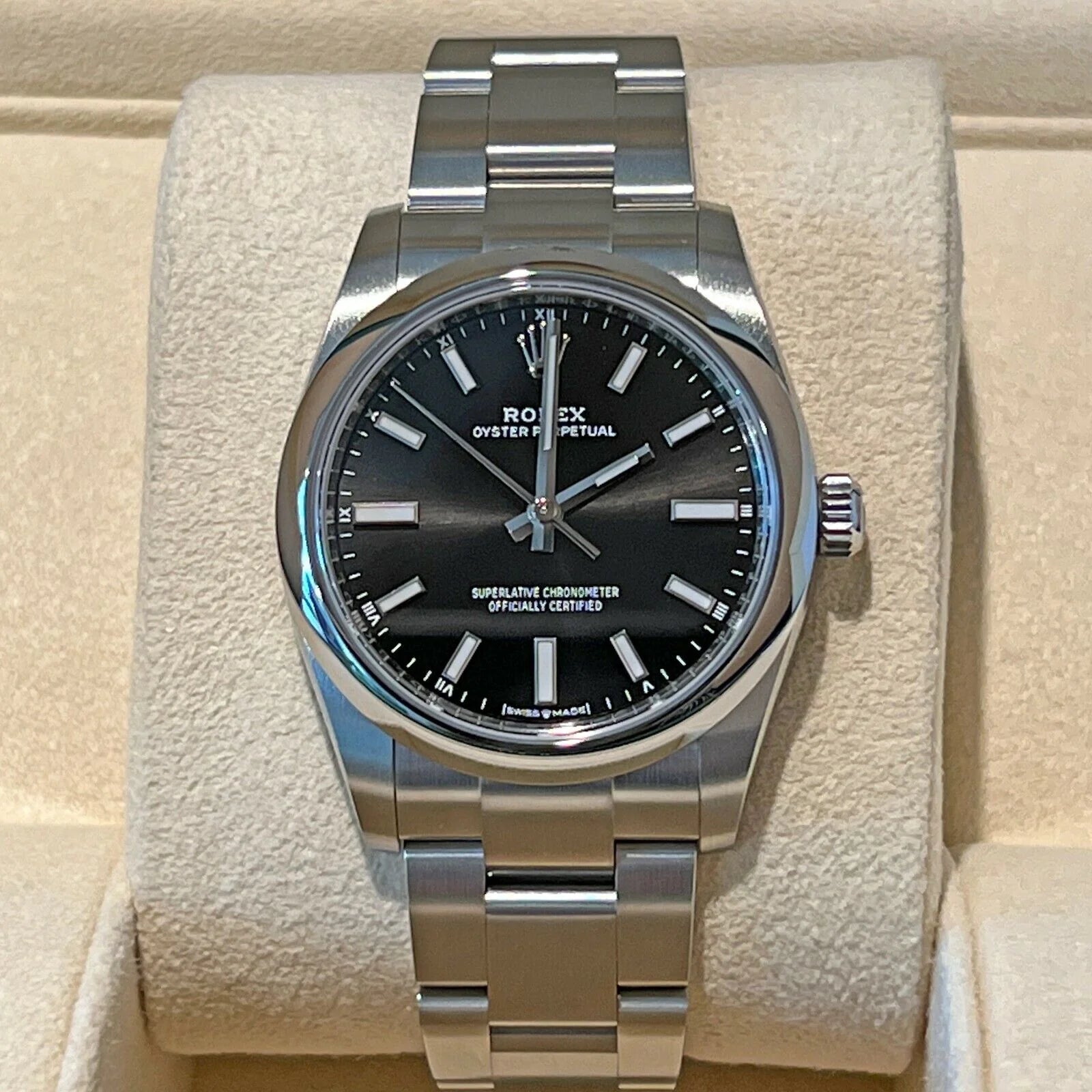 LADIES Oyster Perpetual 34Mm, Black Dial, Ref# 124200-0002