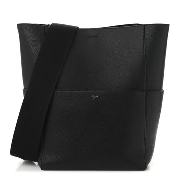 Soft Grained Calfskin Sangle Bucket Bag Black