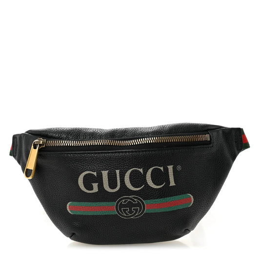 Grained Calfskin Small Logo Belt Bag Black