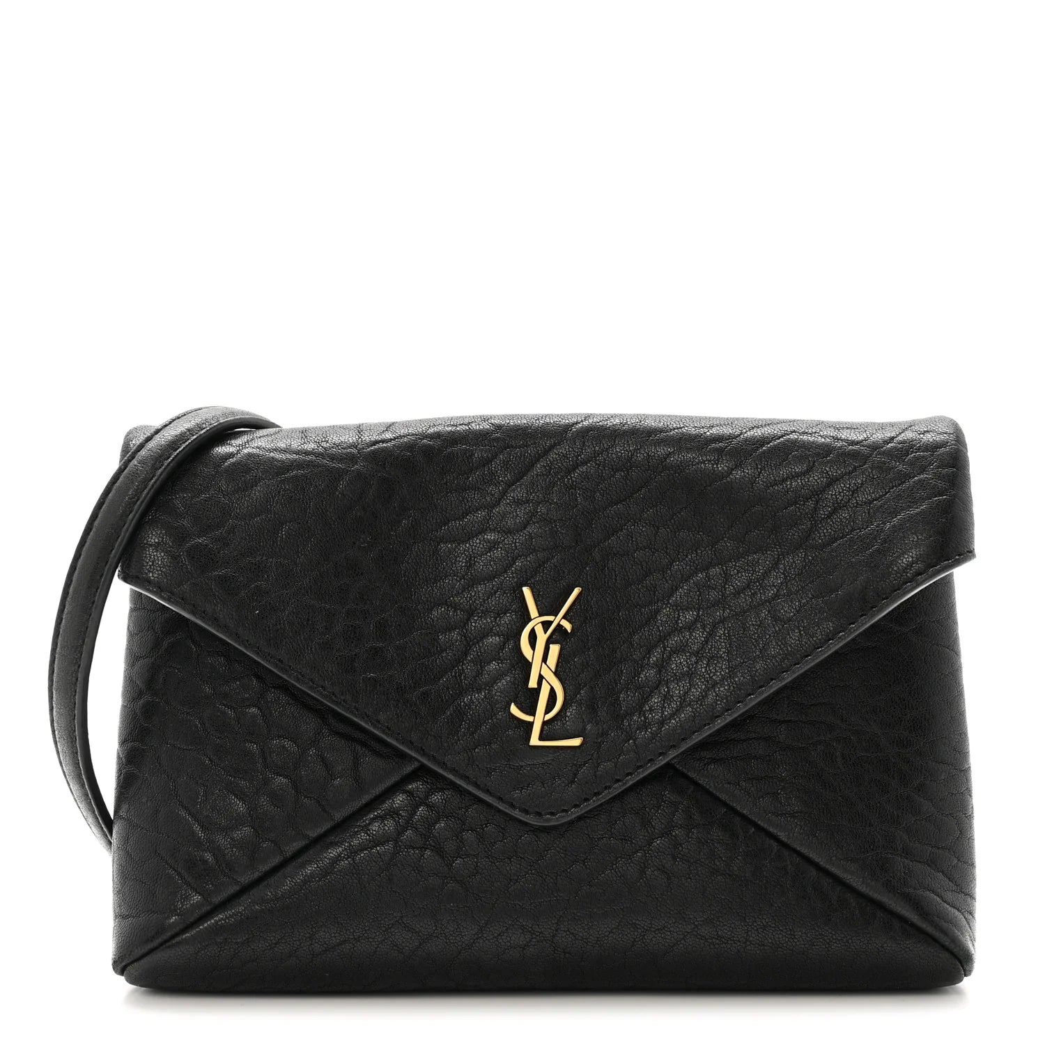 Grained Lambskin Small Cassandre Chain Pouch Black