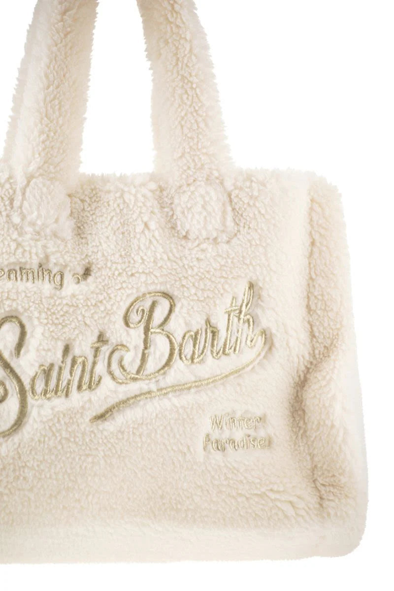COLETTE TEDDY - SHERPA HANDBAG with LOGO